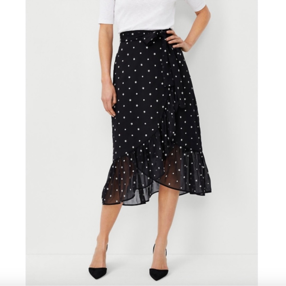 Ann Taylor Loft Set of Floral Flounce Midi Skirt & Matching Top Sz 6